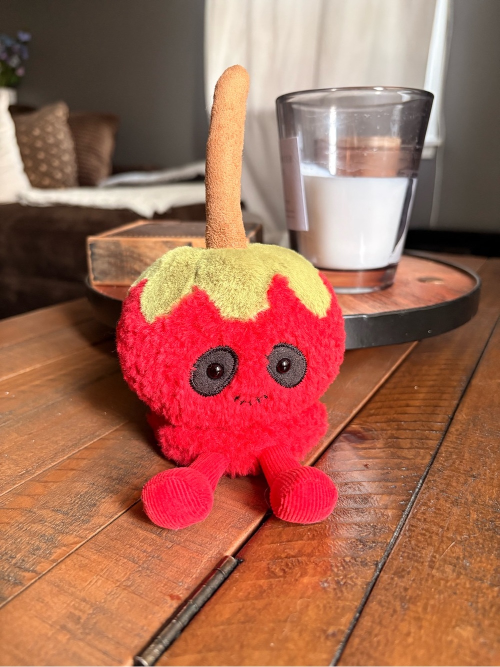 Jellycat Red Plush Candy Apple with Green Top and Brown Stem